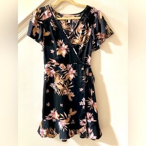 BOG Collective Floral Faux Wrap Dress Small
